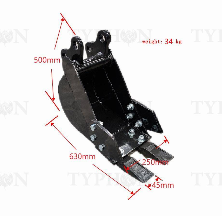 2-3.5 Tons Excavator Attachment 250mm Narrow Bucket Trenching Buckets 9.8 inch