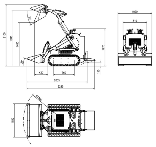 1 Ton, RATO Engine Mini Skid Steer Track Loader | LRT23