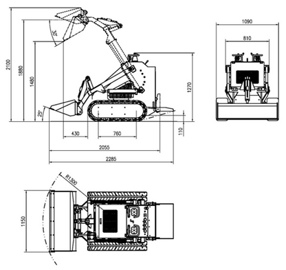 1 Ton, RATO Engine Mini Skid Steer Track Loader | LRT23