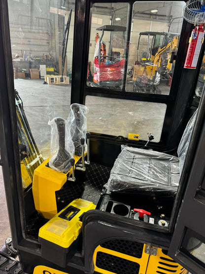 1 Ton, R420D Gasoline Mini Excavator w/ Enclosed Cab | QH13R