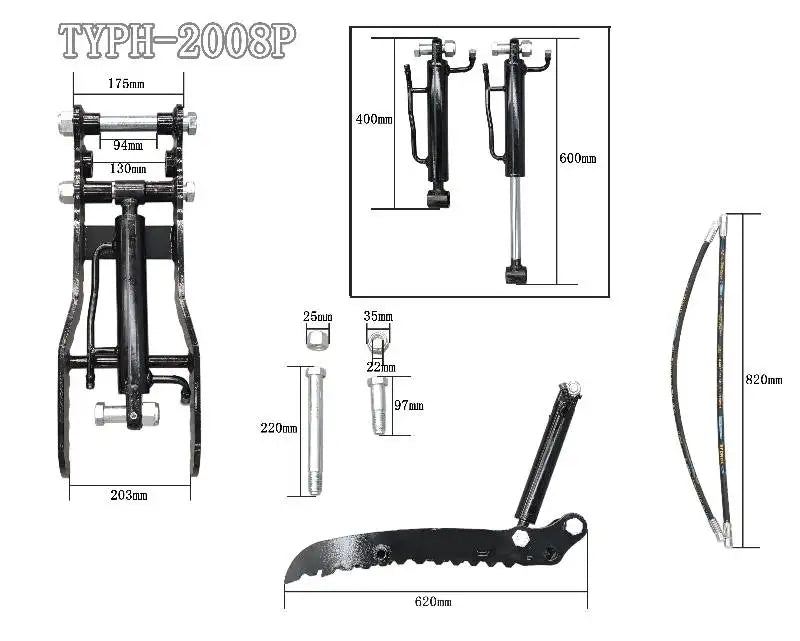 Budget Style Hydraulic Thumb Clip Attachment for Mini Excavators Digger Track Crawler