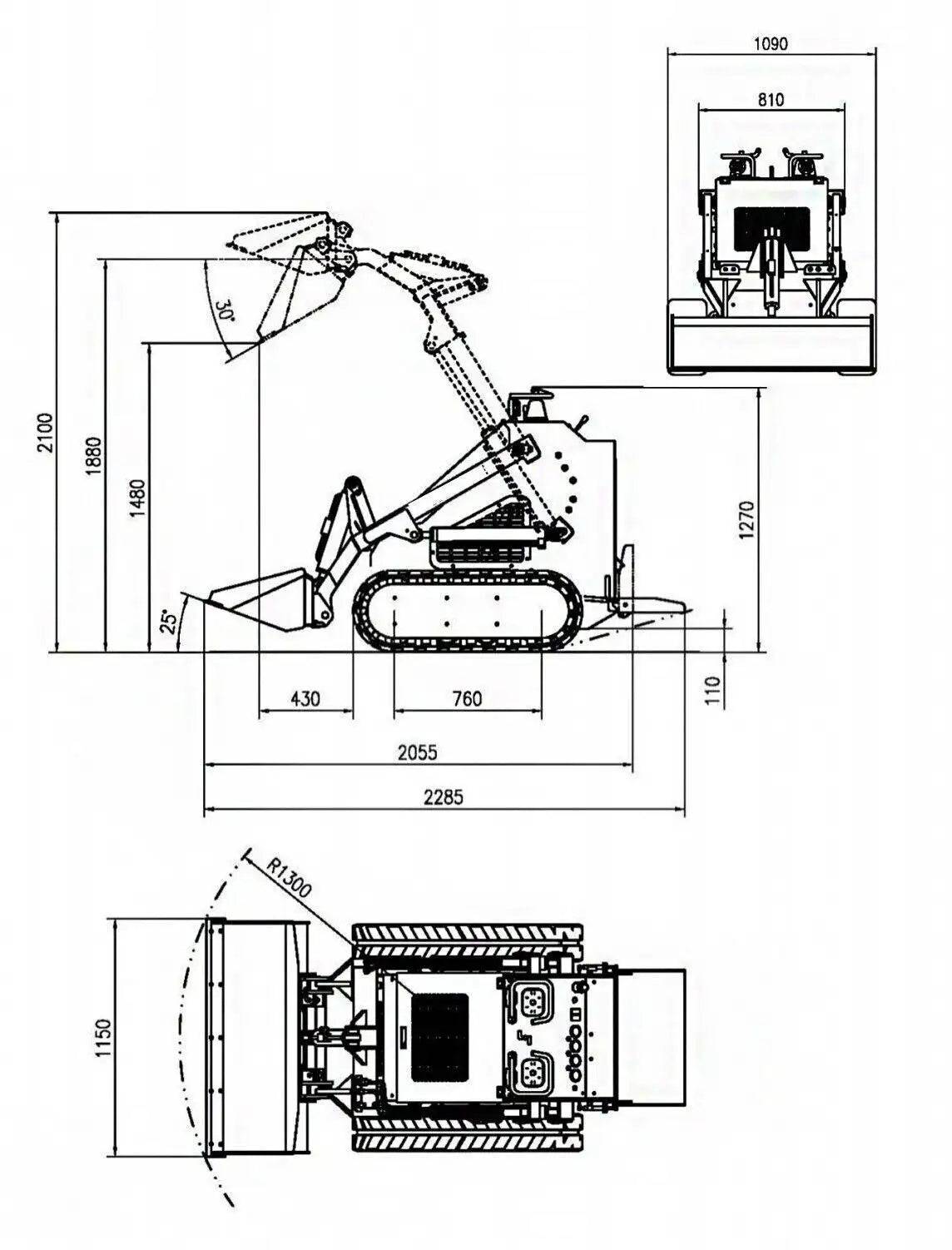 Skid Steer Loader Wheeled 22.1 HP Honda EPA Gasoline Engine for Gardens, Farming