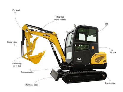 2 TON Mini Excavator Farm Small Digger EPA Engine Cab with 12 attachments