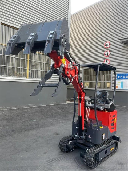 1 Ton, Upgraded Mini Excavator w/ Pilot Control & Swing Boom & Hydraulic Thumb & Features | AGT-DM12X-PLUS